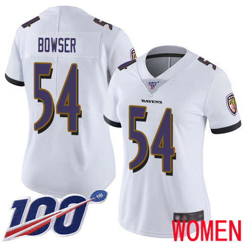Baltimore Ravens Limited White Women Tyus Bowser Road Jersey NFL Football #54 100th Season Vapor Untouchable->youth nfl jersey->Youth Jersey